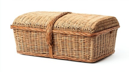 An empty cardboard box designed for storing vegetables, fruits, and other items, isolated on a white background with a clipping path