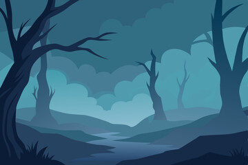 vector illustration of a tree in the mountains