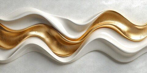 Obraz premium Abstract Gold and White Waves