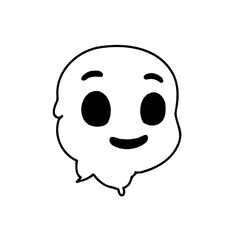 Friendly Ghost Character Simple Outline Design