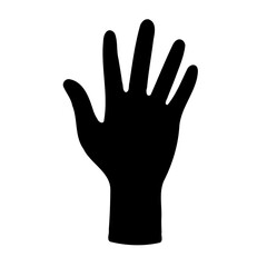 Monochrome Hand Silhouette on White Canvas