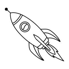 Fototapeta premium A cartoon rocket launch into space symbolizes flying startup business growth and future success