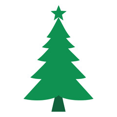 Christmas tree isolated Green color on Silhouette vector 
