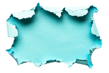Torn paper revealing a solid blue background