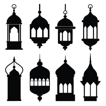 Ramadan Lanterns Religion Islamic Symbol silhouette vecot