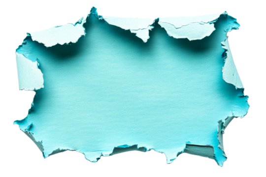 Torn paper revealing a solid blue background