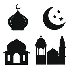 Islamic Mosque Muslim symbol Silhouette vector 