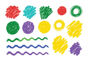 Colorful Crayon Brush Strokes Collection – Hand-Drawn Wax Texture Scribbles