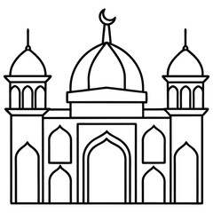 Mosque coloring page vector white background 