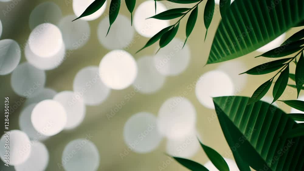 Poster a leafy green plant with a blurry background is the main focus of the image. the leaves are large an