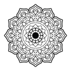 Circular Pattern Mandala Flower Rose Style Lotus Leaves Henna Mehndi Meditation Tattoo Decoration Ornament Ethnic Oriental Coloring Book Page Practice Paint Print Screen Fabric Textile