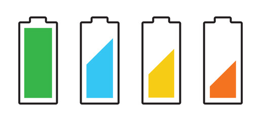 Battery icon. Battery level icon set.