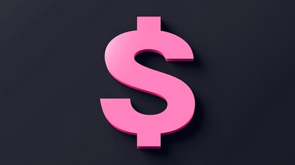 Obraz premium A bright pink dollar sign on a dark charcoal background