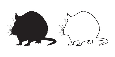 Rat Silhouette - Decorative and Unique Small Animal Artwork - Rat Vector - Rat Icon
