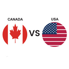 ICC World Cup Canada vs USA or USA vs Canada cricket match concept, flags in circle. Editable vector file, Best Match between two countries for social media and others.