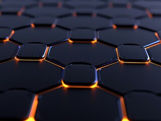 Obraz premium Futuristic hexagonal pattern with glowing edges, perfect for abstract backgrounds.