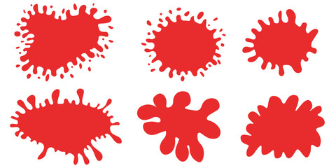Collection of Various Red Paint Splatter Designs With Unique Shapes and Patterns