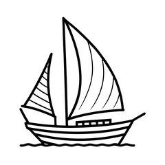 Feluca Silhouette Outline Vector for Nautical Branding