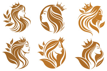 a luxurious golden beauty logo featuring a woman line art