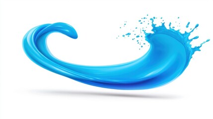 Dynamic Blue Paint Splash Swirl with Fluid Motion on White Background for Creative Design