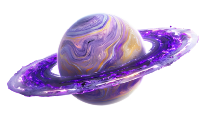 Neon Planet Glow on a Transparent Background
