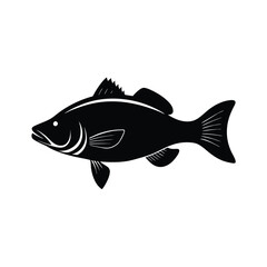 Bass Silhouette Vector Art | Black Bass Fish Illustration Design