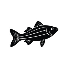 Bass Silhouette Vector Art | Black Bass Fish Illustration Design