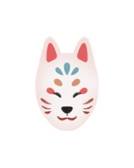 super cute Japan travel theme icons hand-drawn cultural trendy minimalist Japanese aesthetic illustration set new year traditional decoration celebration ornaments gifts kitsune fox mask folk art png