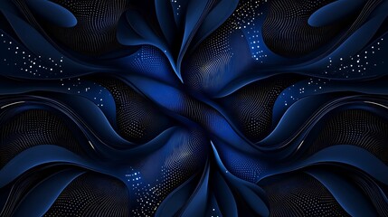 Naklejka premium Abstract Dark Blue Swirling Digital Painting: A Nighttime, Cosmic Design AI Generated