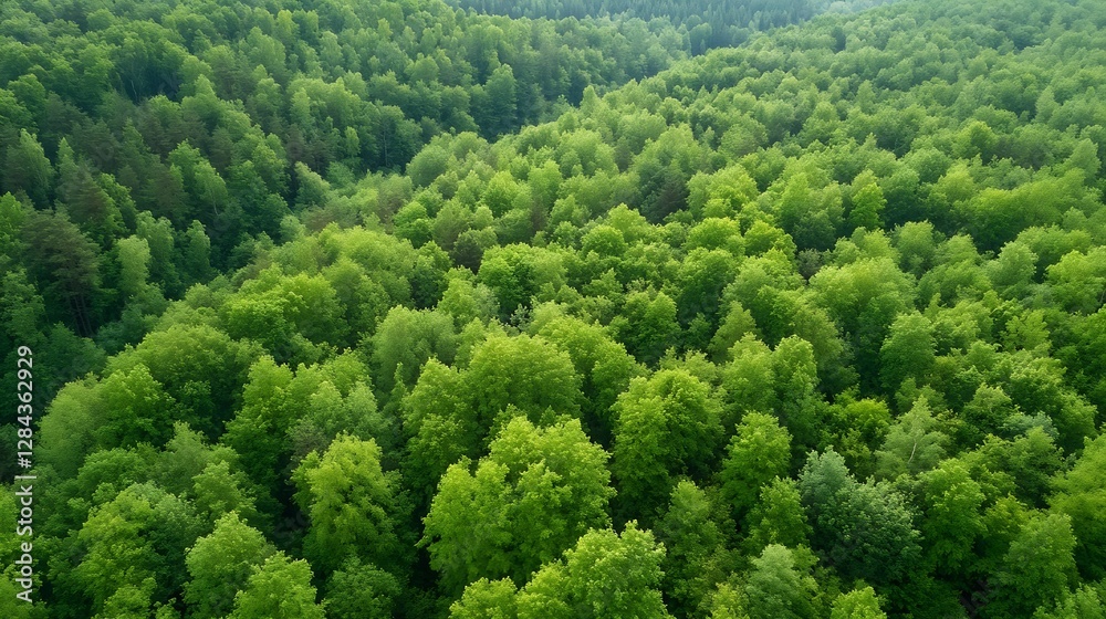 Poster aerial view of lush green forest with dense trees creating a vibrant natural landscape : generative 