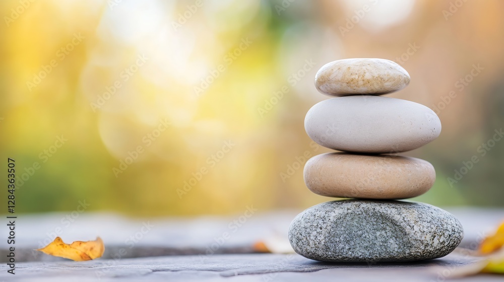 Fototapete balanced stones in a tranquil setting creating a peaceful atmosphere for relaxation and harmony : ge