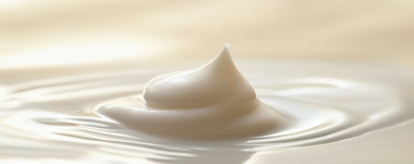 Creamy dollop in smooth liquid surface