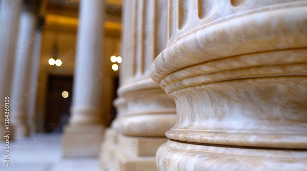Aufkleber elegant architectural details of polished columns and marble flooring inside a grand building : gene
