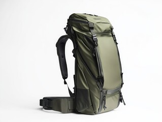 Naklejka premium Eco-friendly backpack for hiking and outdoor adventures. Waterproof, lightweight and designed for durability.