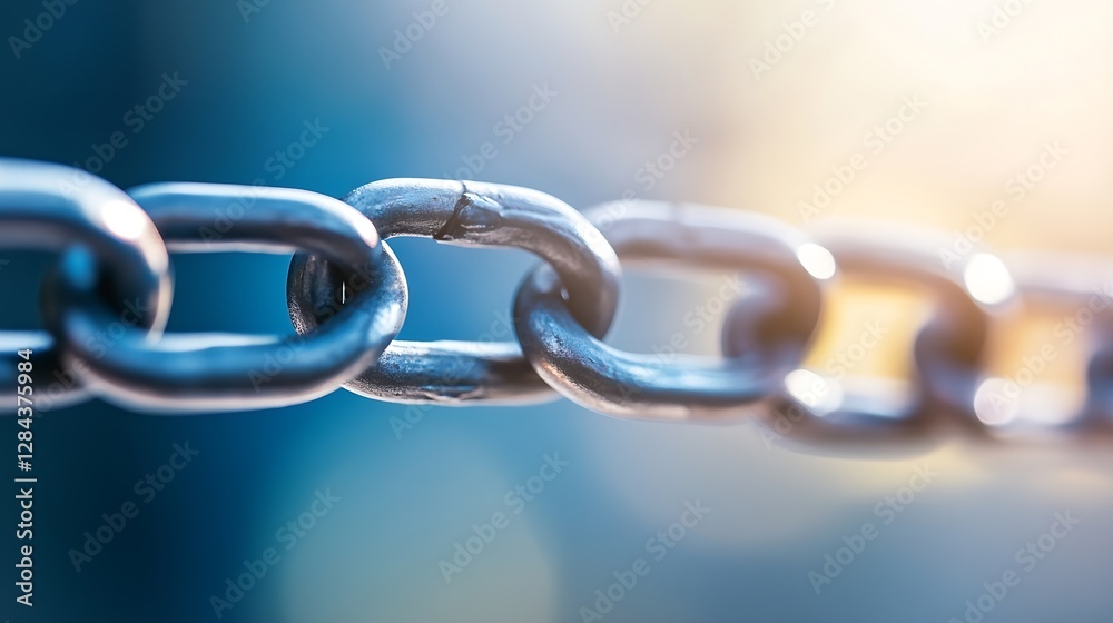 Aufkleber CloseUp of a Metal Chain Link Showcasing Strength and Connection in a Unique Perspective : Generative AI