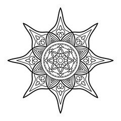 Simple mandala design for coloring. 