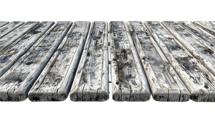 Weathered Wooden Deck Planks on a Transparent Background