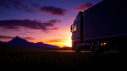 Truck silhouette against a stunning sunset, capturing the essence of adventure.