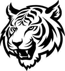 Tiger | Black and White Vector illustration