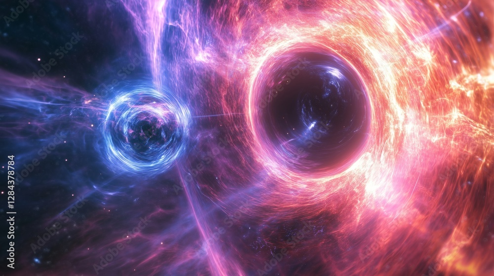 Wall mural the dazzling collision of binary stars in the universe