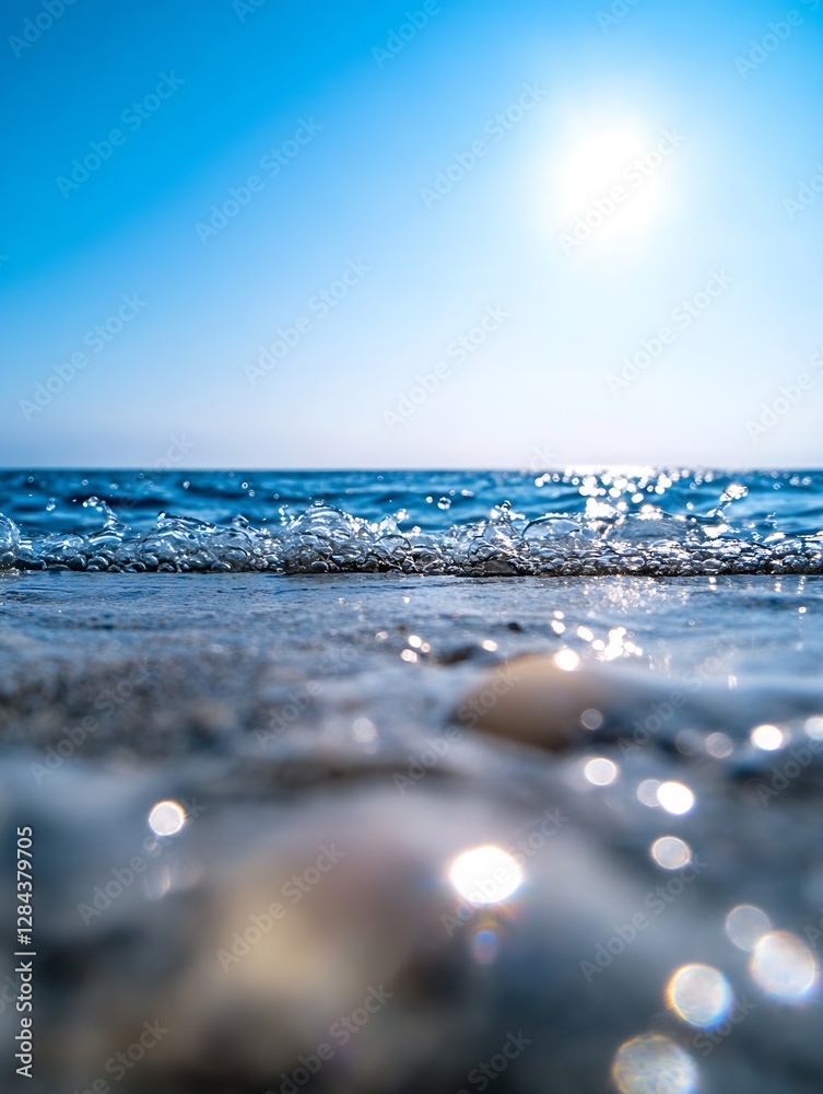 Aufkleber captivating close up view of ocean waves sparkling under the bright sun reflecting on the water surf