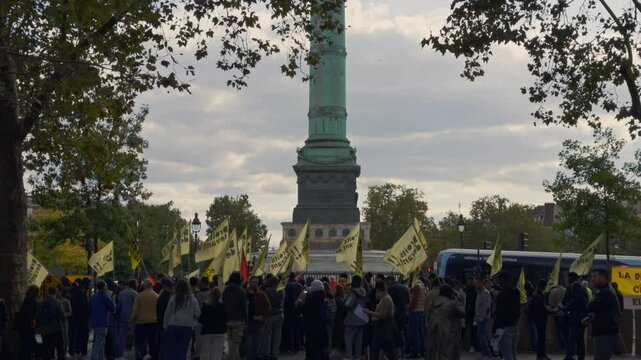 Protest at Place de la Bastille in Paris