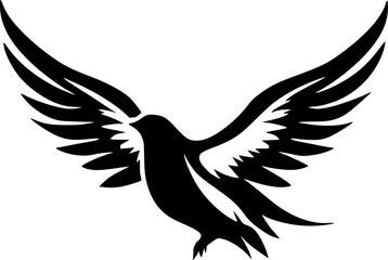Obraz premium Dove Bird | Black and White Vector illustration