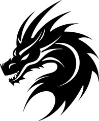 Dragon - Black and White Isolated Icon - Vector illustration
