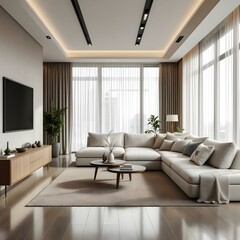 Modern living room, minimalist decor