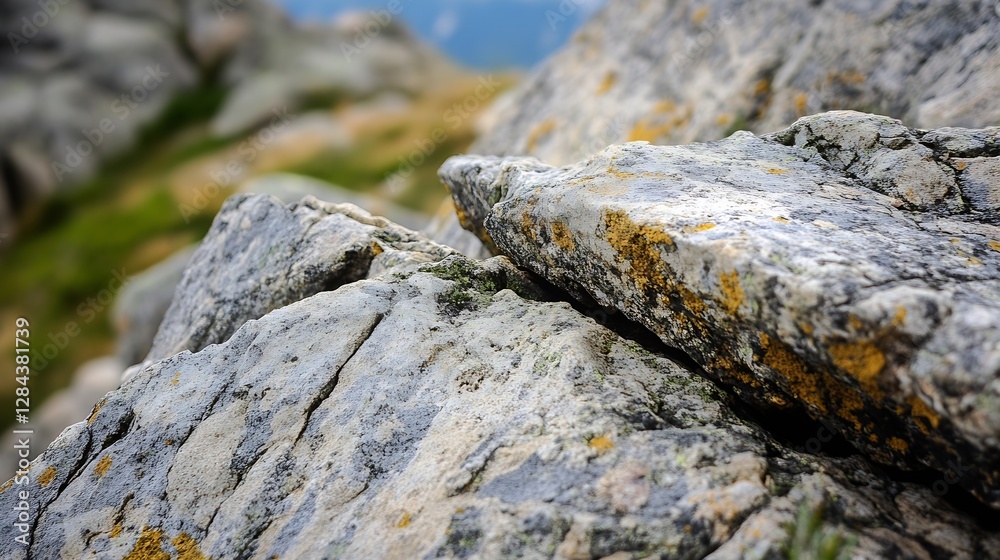 Aufkleber close up detailed view of rugged rocks covered in moss showcasing nature's textures and colors : gen