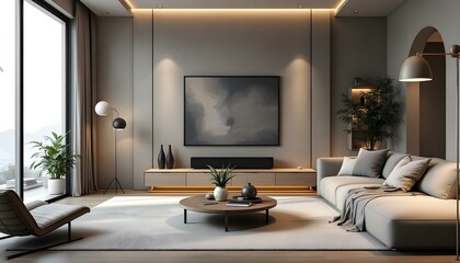 Modern living room, minimalist decor