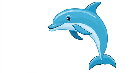 Obraz premium A cheerful dolphin swims gracefully, leaping above the water. Its vivid blue skin contrasts with the ocean backdrop, capturing the joy of marine life on a sunny day