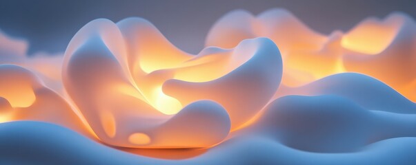 Obraz premium Glowing abstract sculptures with soft curves and smooth texture