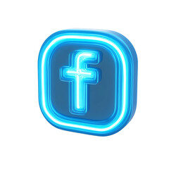 Obraz premium A LinkedIn Icon Glowing in Professional Blue Neon Isolated on Transparent Background